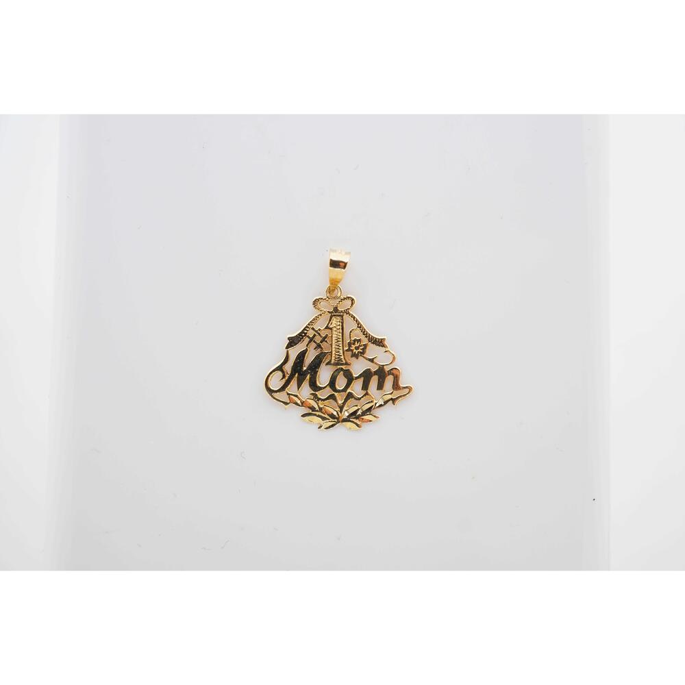 Fine Estate Sale 14k Yellow Gold Pendant Charm #1 MOM Women's Jewelry